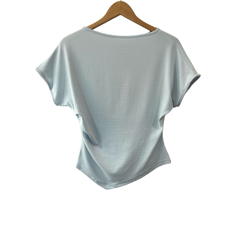 OGL women's boatneck angled tee top M blue air cotton lyocell asymmetrical NWT
